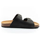 Bio Bio men's slippers, profiled flip-flops, natural leather, black