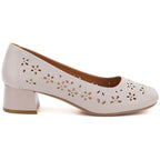 Women's openwork gray Sergio Leone SK180 block heel pumps LEONE