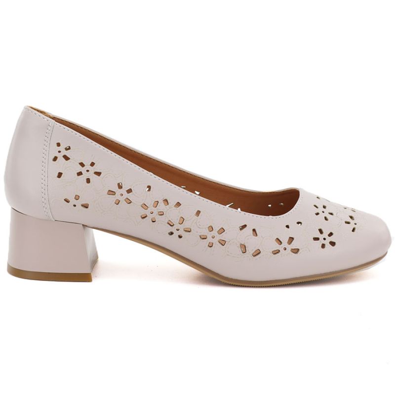 Women's openwork gray Sergio Leone SK180 block heel pumps LEONE