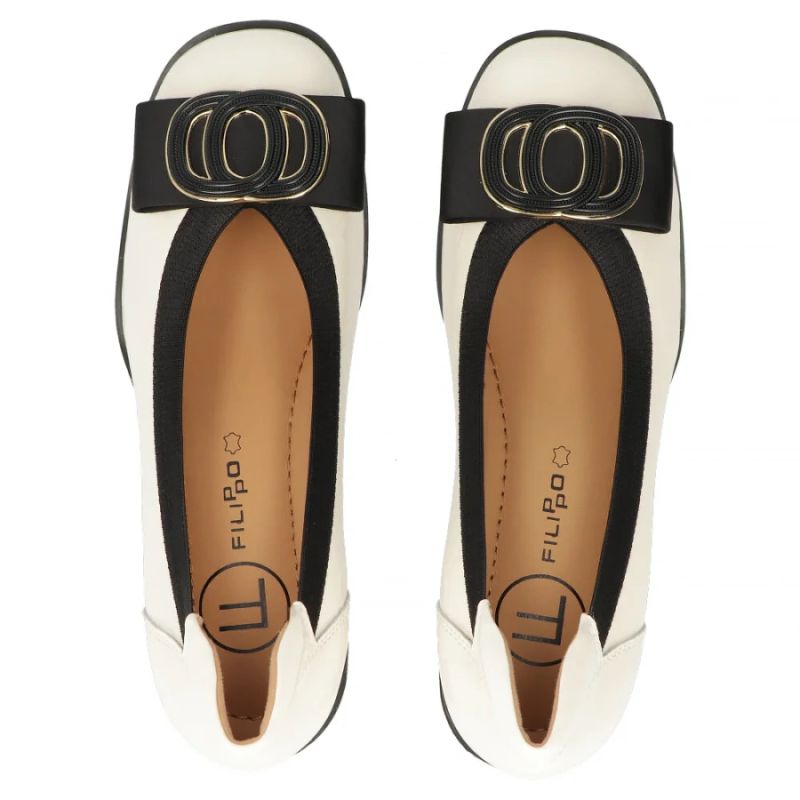 Beige patent leather pumps on a block heel Filippo DP6960 Filippo