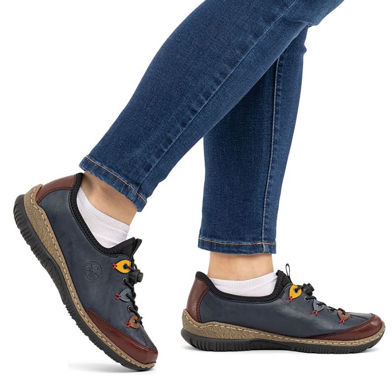 Rieker N3271-35 women's comfortable slip-on navy blue shoes