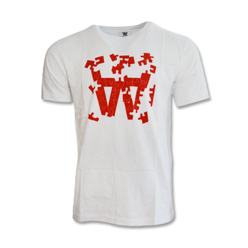 Wood Wood Ace Puzzle T-shirt White - 10295703-2222-1 Odzież/Odzież na co dzień Your Sports Performance
