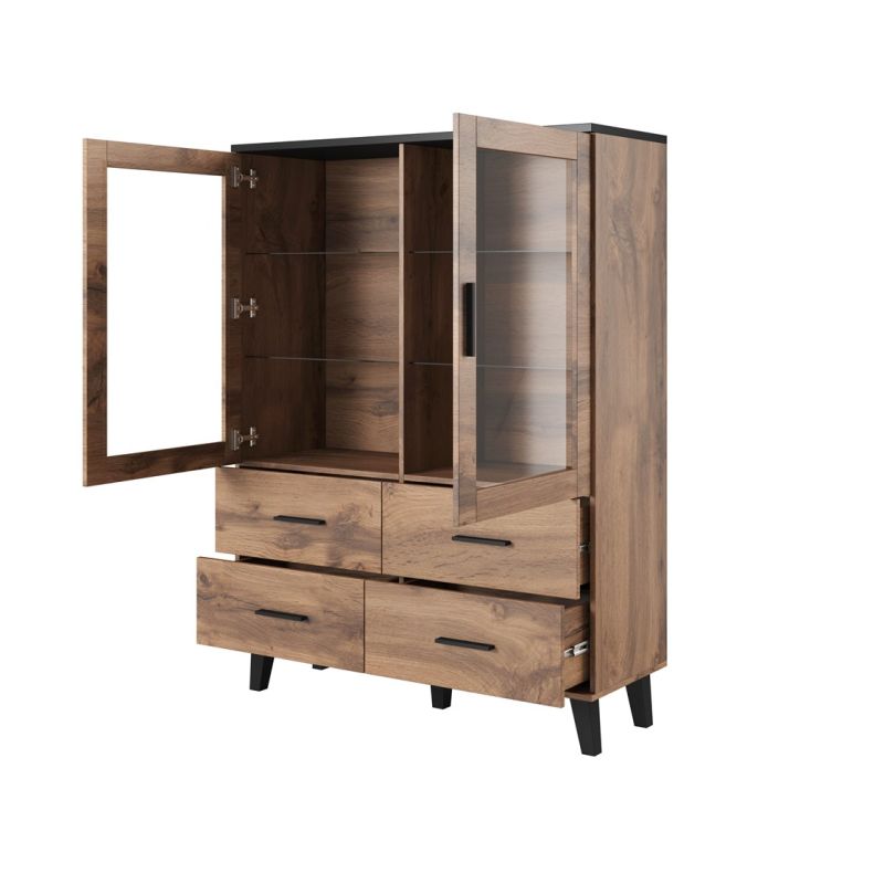LOTTA 120 2D4S display cabinet wotan + matt black Bufety i witryny/Bufety i witryny na drewnianej podstawie Your Sports Performance