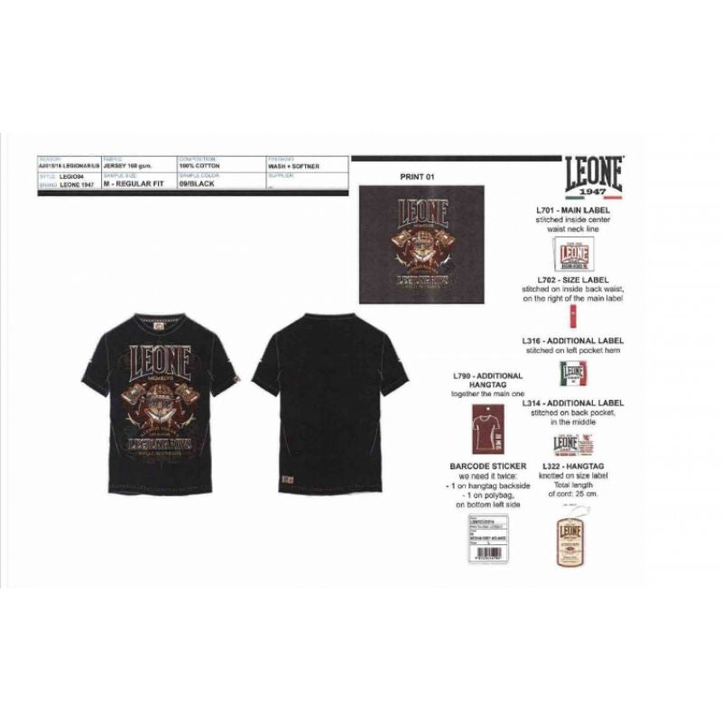 Men's T-shirt LEONE LEGIO04 black "XL" In preparation Your Sports Performance