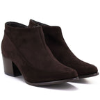 Short brown women's heeled ankle boots M.Daszyński MR2624-2