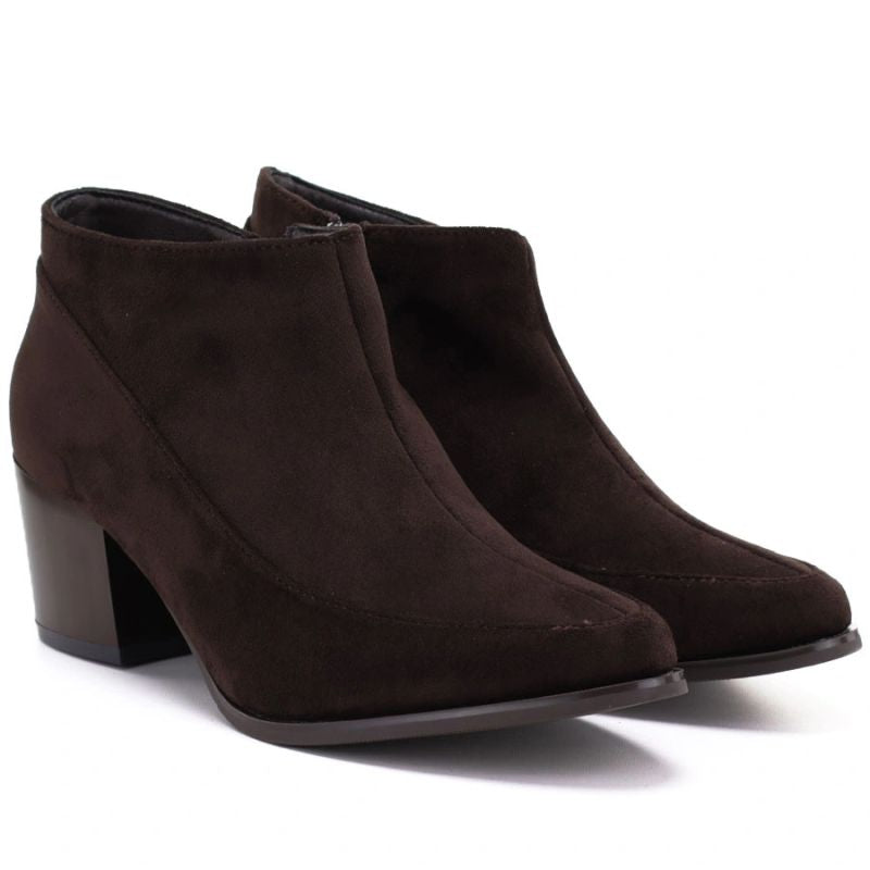 Short brown women's heeled ankle boots M.Daszyński MR2624-2