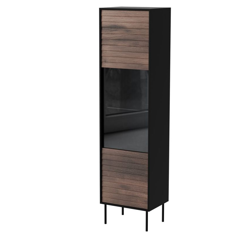 CORTINA display cabinet 53x40x182 black/walnut Bufety i witryny/Bufety i witryny na drewnianej podstawie Your Sports Performance