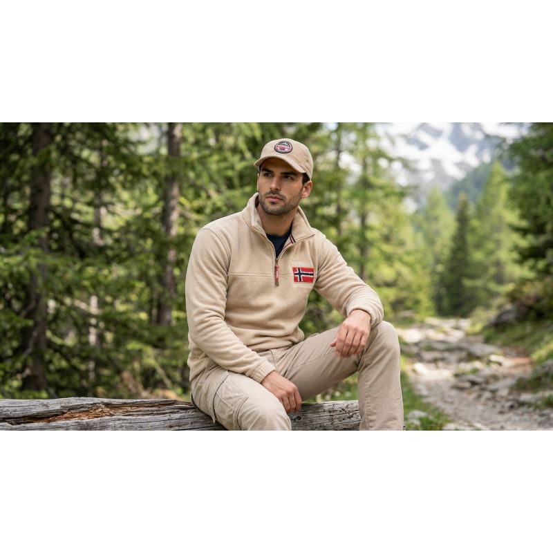 Men’s Fleece Jacket Geographical Norway TEQUATEUR BEIGE DB MEN 233 (WZ6694H/GN-BEIGE)