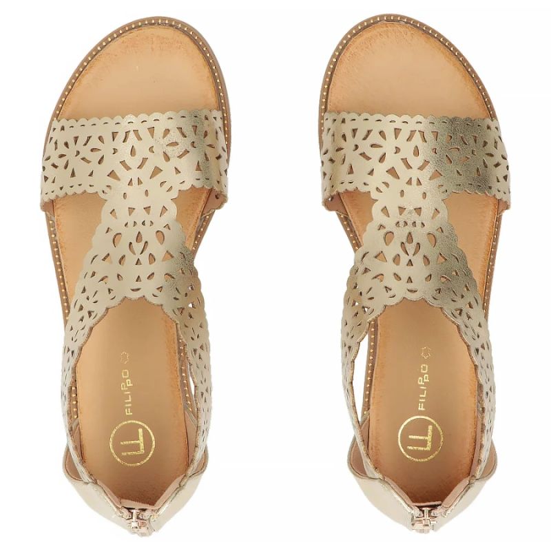 Women's openwork gold sandals Filippo DS7889