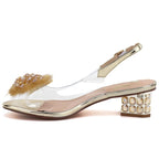 Transparent Sandals with Decorative Gold Heel D&A MR62-9100