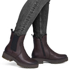 Women’s Leather Chelsea Ankle Boots, Insulated, Burgundy Rieker 75860-35