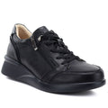 Women's leather wedge shoes, comfortable, black, Vinceza 79644