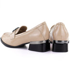 Women's patent leather shoes with a decorative heel, beige, Vinceza 58638 To be categorized Your Sports Performance