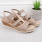 Comfortable wedge sandals Remonte W RKR667, pink gold Footwear/Lifestyle/Rieker Your Sports Performance
