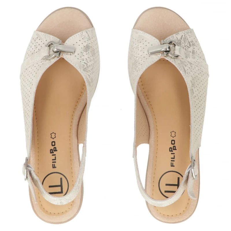 Women's leather sandals on a block, gold Filippo DS7645
