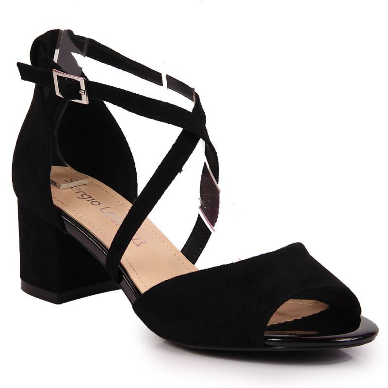 Sergio Leone W SK367A black block heel sandals
