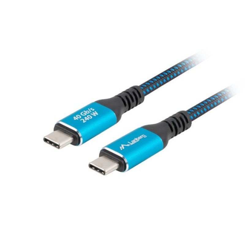 LANBERG USB-C CABLE M/M USB4 0.5M 240W 8K 60HZ BLACK-BLUE Kable i adaptery/Kable USB Your Sports Performance