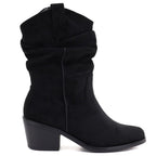 Women's ankle boots, ruffled cowboy boots, black, Vinceza HX27-16536