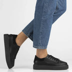 Women's leather platform sneakers, black, Filippo DP6119