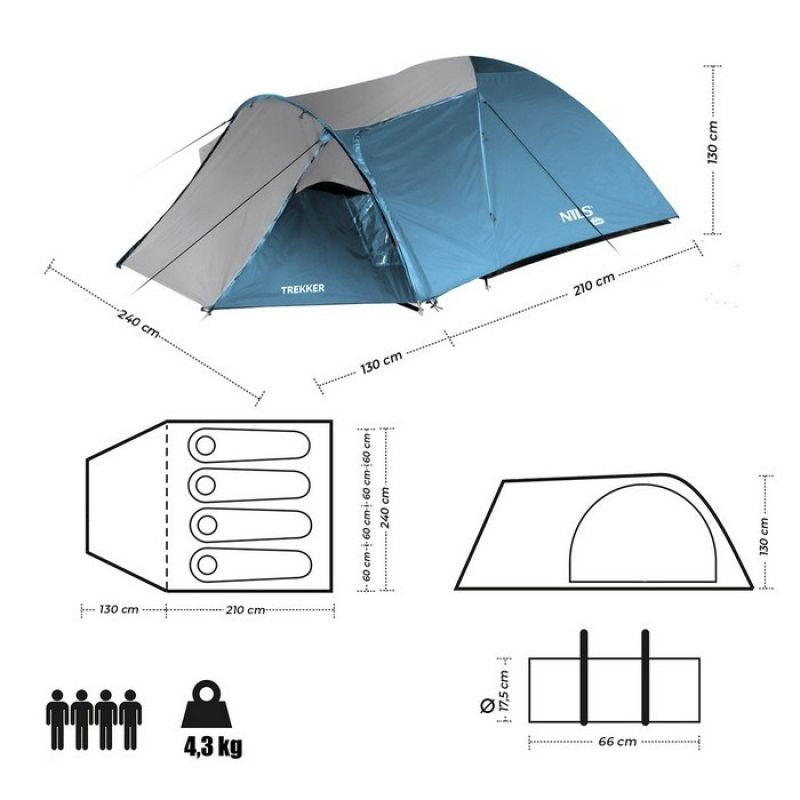 NILS CAMP trekker NC6012 camping tent blue-gray Import z Action/Kemping/Namioty Your Sports Performance