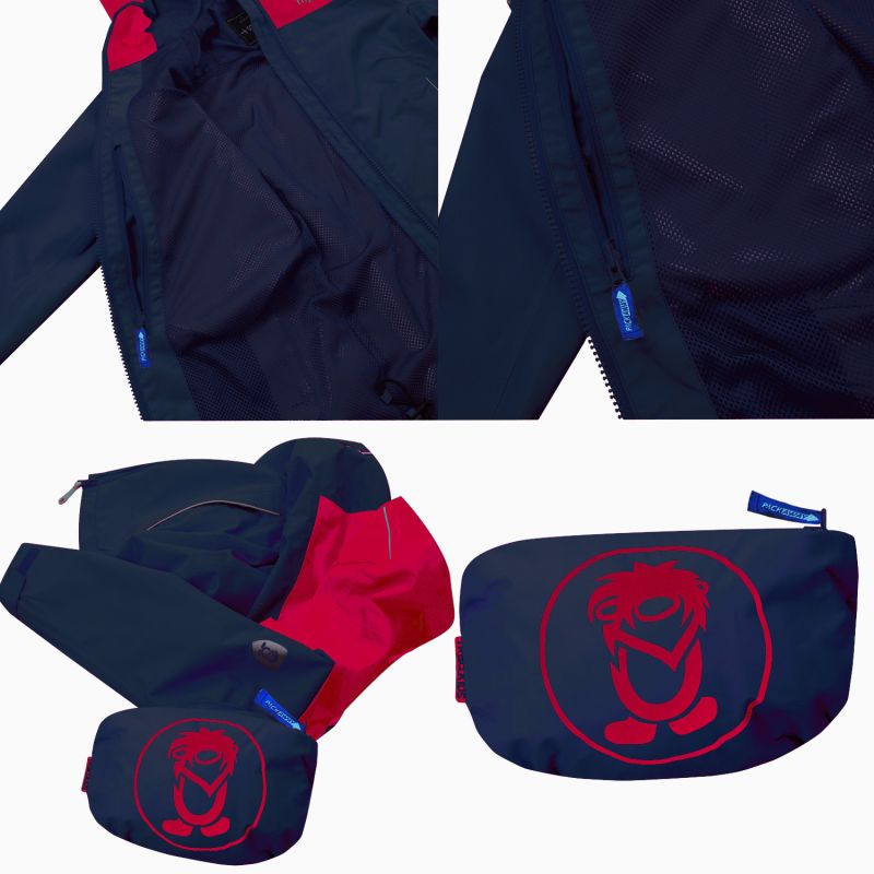 Trollkids Kids Bergen Jacket Rain Jacket for Boys/Girls bright red/mystic blue (610-410)