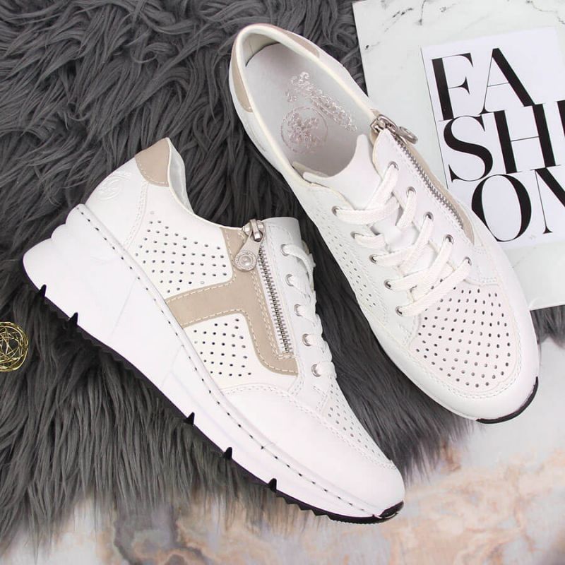 Rieker W N6304-80 white leather wedge shoes Footwear/Lifestyle/Rieker Your Sports Performance