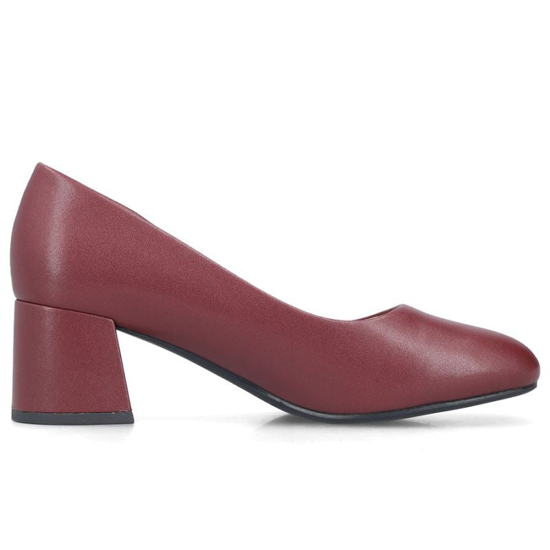 Women's leather high-heeled pumps in burgundy Rieker 44750-35