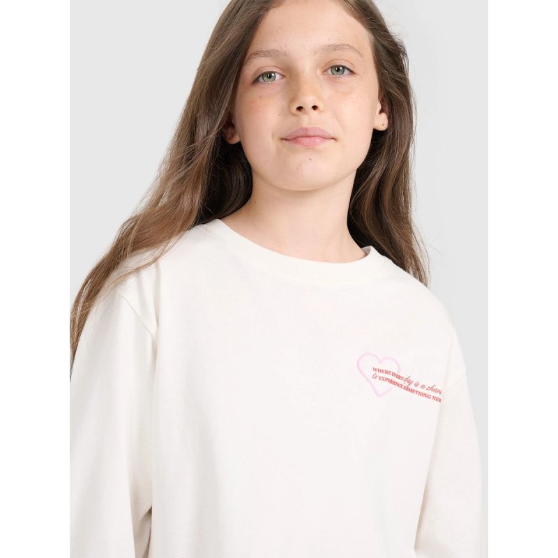 Oversized longsleeve with print for girls 4F 4FJRAW25TLONF589-11S 4f