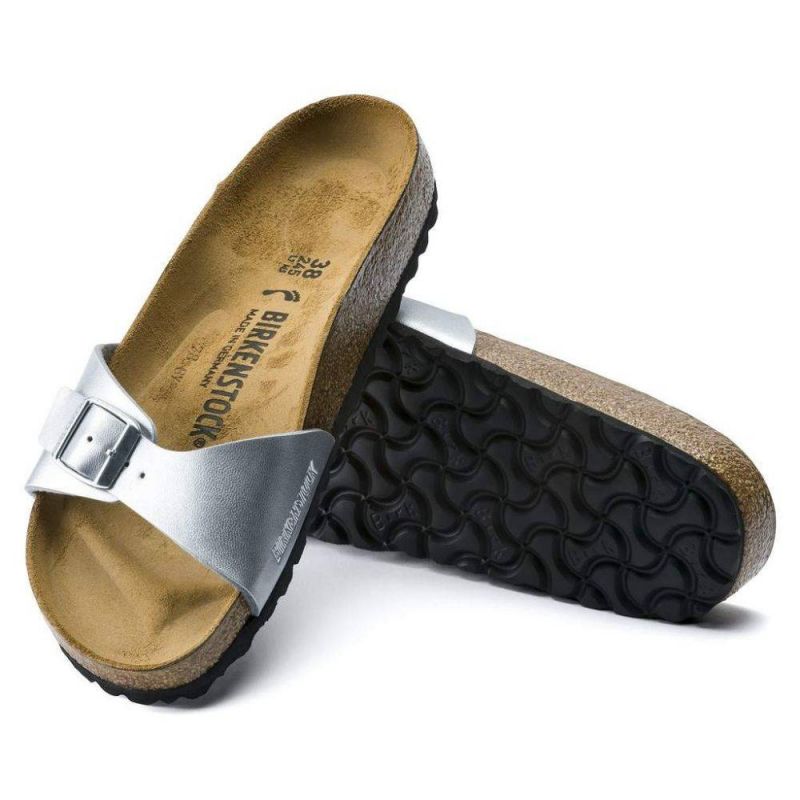 Birkenstock Madrid Birko-Flor Silver Women's Slides Regular Wide (0040411) Footwear/Lifestyle/Brinkenstock/Klapki/chodaki Birkenstock