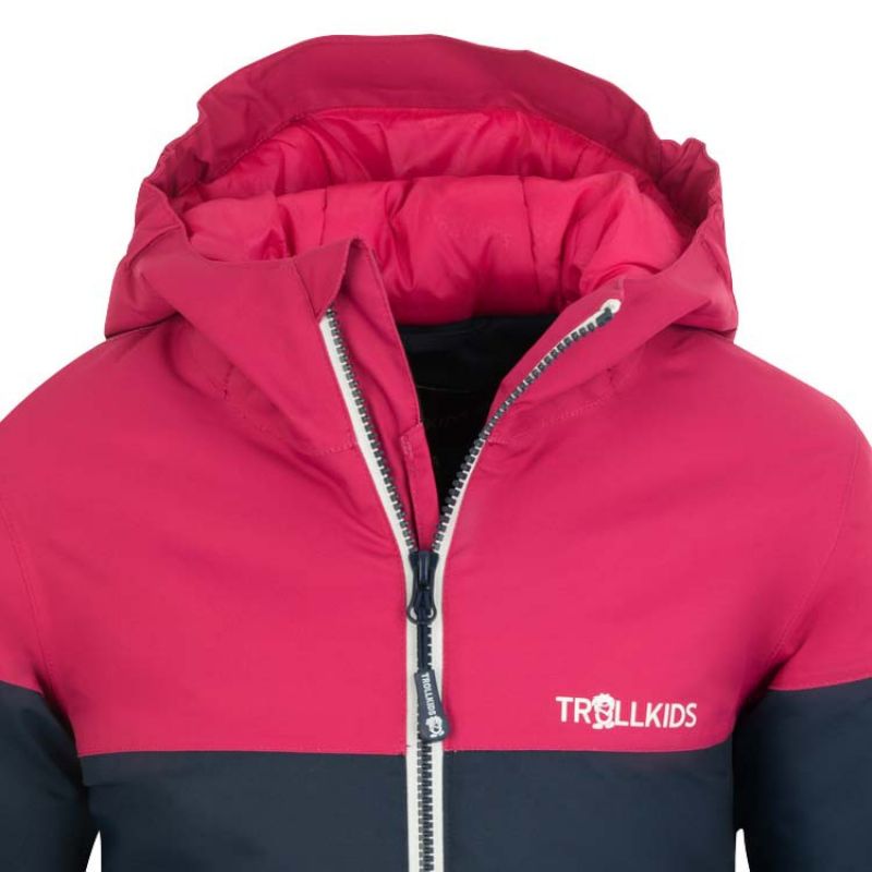 Trollkids Girls Hallingdal Jacket with Hood, Navy/Pink (223-114) In preparation Your Sports Performance