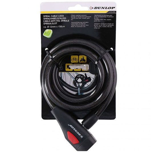 Dunlop spiral cable lock 12 mm 150 cm ST 75570 Accessories/Bicycle/Akcesoria rowerowe Your Sports Performance