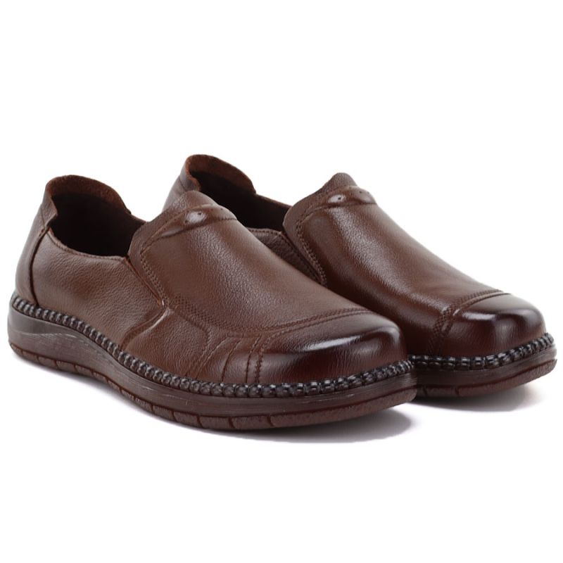 Women's comfortable leather slip-on shoes, brown, Vinceza 107241