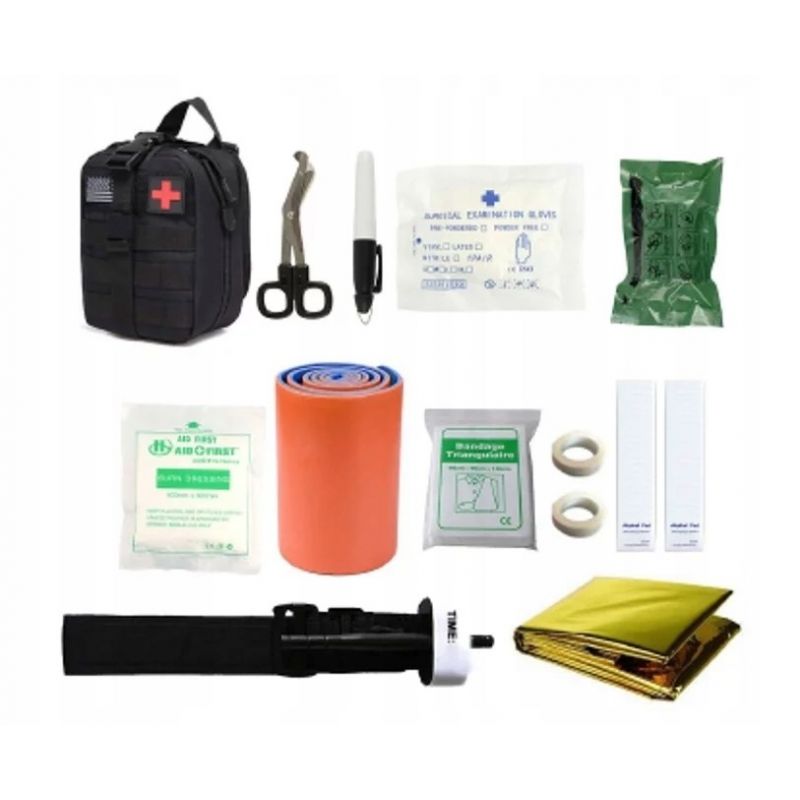 Military tactical first aid kit with 12 pieces of equipment HELBO Depan HEL004 black (HEL004-BLACK) Import z Action/Survival/Pierwsza pomoc Your Sports Performance