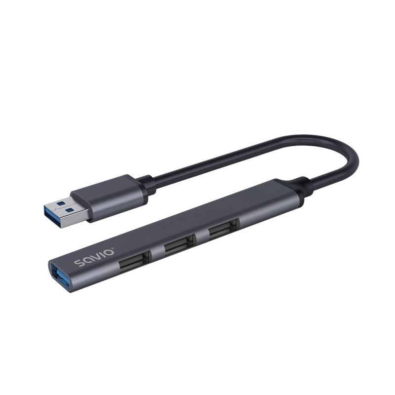 SAVIO HUB USB-A - 3 X USB-A 2.0, 1 X USB-A 3.0, GRAY AK-70 Kable i adaptery/Adaptery, przejściówki Your Sports Performance