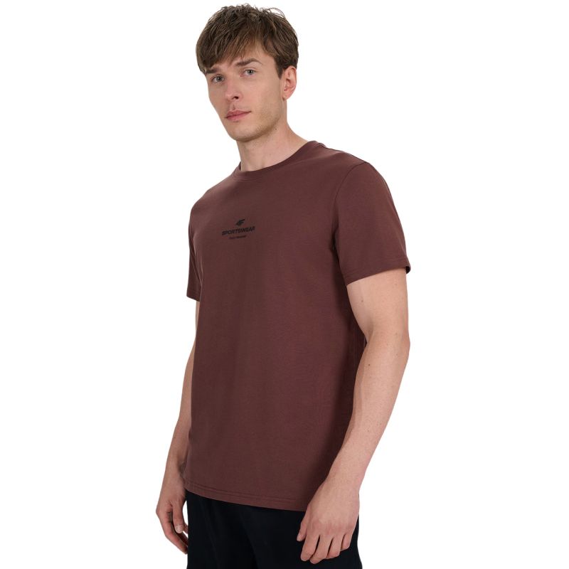 Men's T-shirt 4F M2961 dark brown 4FWAW25TTSHM2961 80S In preparation Your Sports Performance