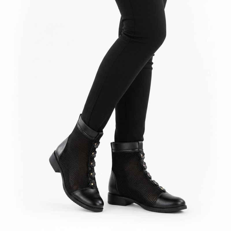 Women's mesh ankle boots with flowers, black, Jezzi 130 To be categorized Your Sports Performance