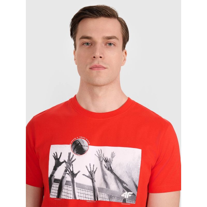 Men's regular t-shirt with volleyball print 4F 4FRAW25TTSHM3319-62S 4f