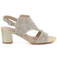 Women's openwork beige heeled sandals M.Daszyński MR1954-2 M. Daszyński