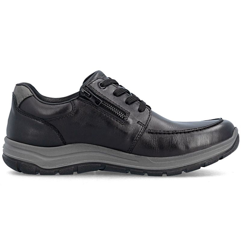 Men's comfortable leather shoes, width H, black, Rieker 03607-24