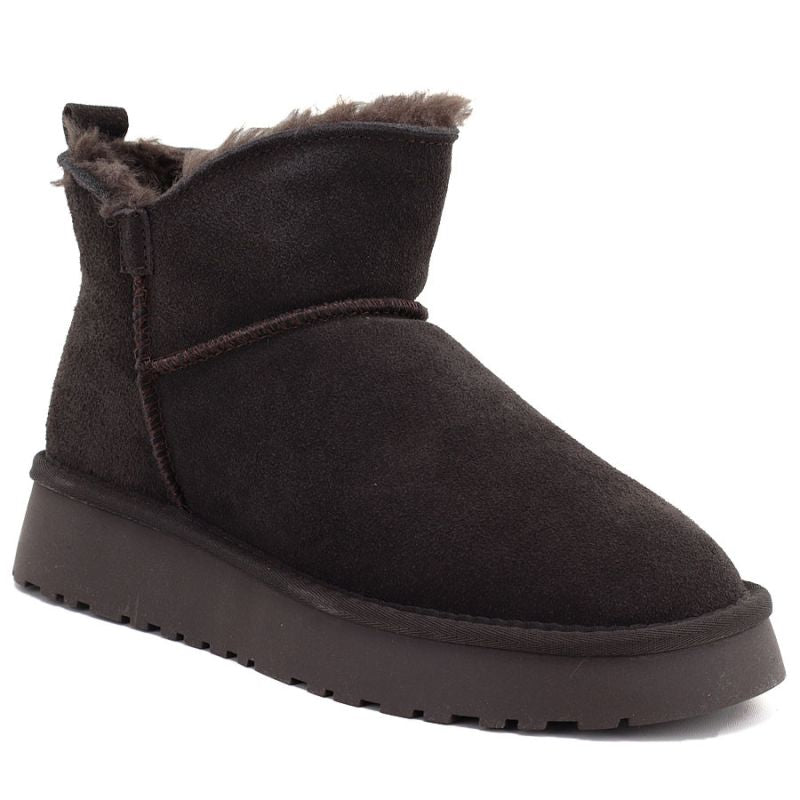 Women's leather ankle boots, brown platform snow boots, Vinceza 97961