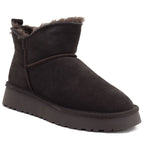 Women's leather ankle boots, brown platform snow boots, Vinceza 97961