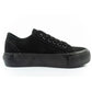 Lee Cooper women's sports shoes fabric platform sneakers black In preparation Your Sports Performance