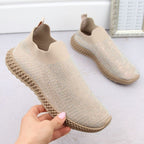 D&A W OLI257A beige slip-on sneakers with rhinestones Footwear/Lifestyle/S.Barski Your Sports Performance