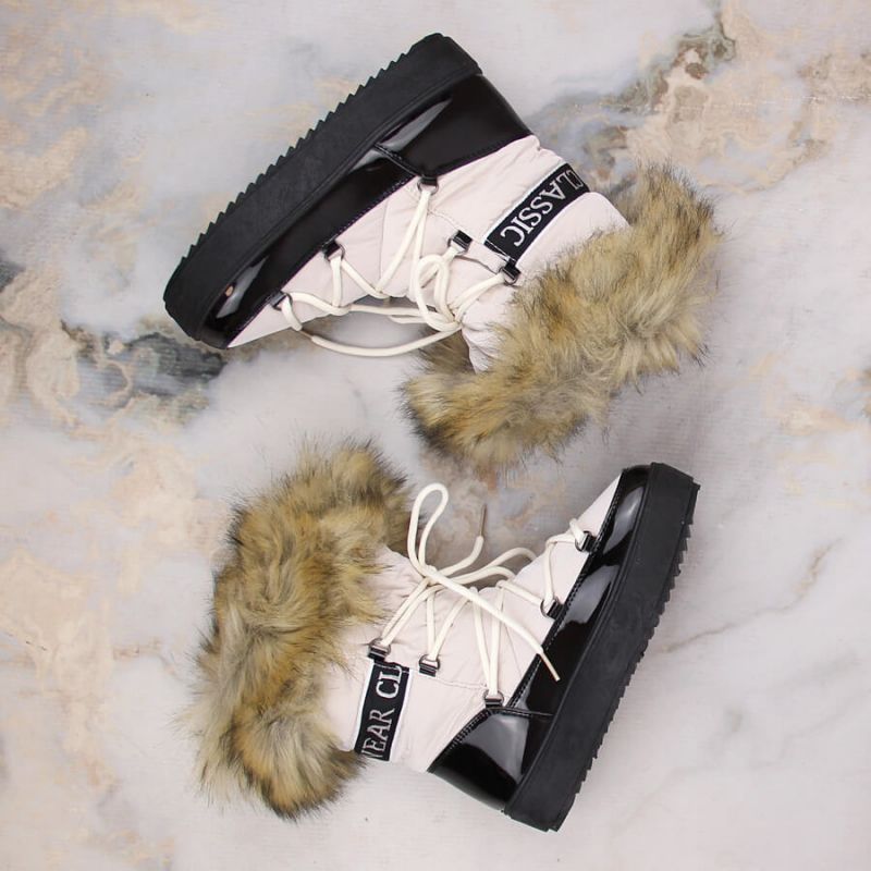 Vinceza W JAN262 beige lace-up snow boots with fur Footwear/Outdoor/Vinceza Your Sports Performance