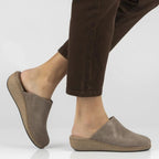 Filippo DK7567 Taupe Leather Wedge Sandals Filippo