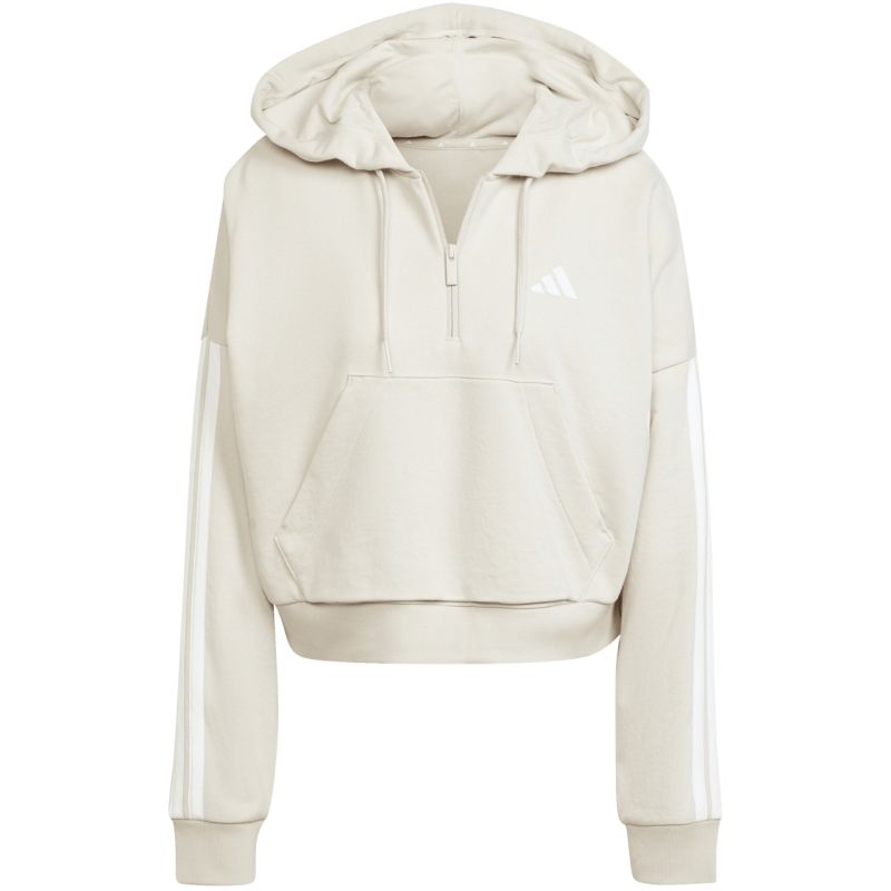 Women's adidas Essentials 3-Stripes French Terry Quarter-Zip Hoodie Beige JN1958 In preparation Adidas