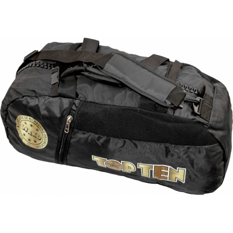 TOP TEN sports bag with backpack function 67 x 36 x 33 TPR-P-1 WAKO black and gold In preparation Your Sports Performance