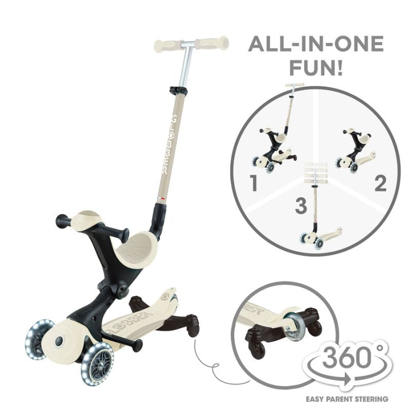 Scooter with ride-on seat GO•UP DELUXE LIGHTS ECOLOGIC 360 (697-566) Accessories/Skating/Hulajnogi/Traditional/For kids/Globber Your Sports Performance