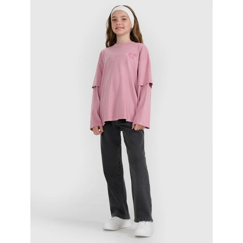 Oversized longsleeve with print for girls 4F 4FJRAW25TLONF543-54S 4f