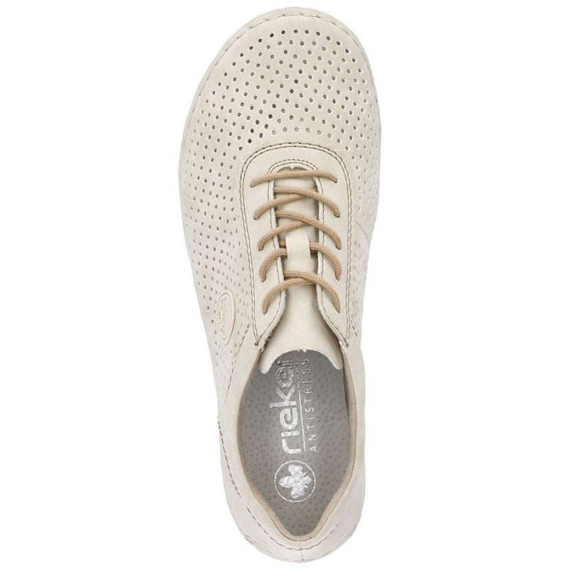 Rieker 52546-60 women's perforated leather shoes in beige Footwear Your Sports Performance